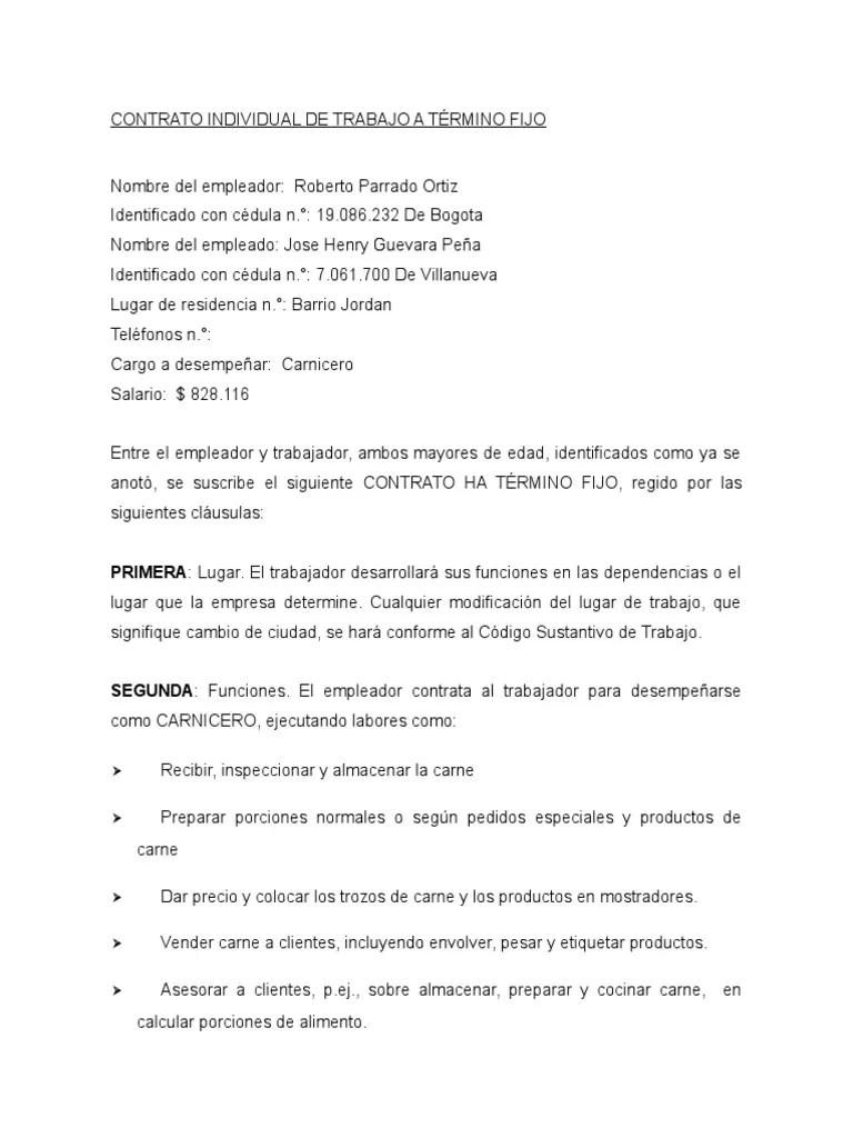 contrato de trabajo carniceria - Qué es lo minimo que debe tener un contrato de trabajo